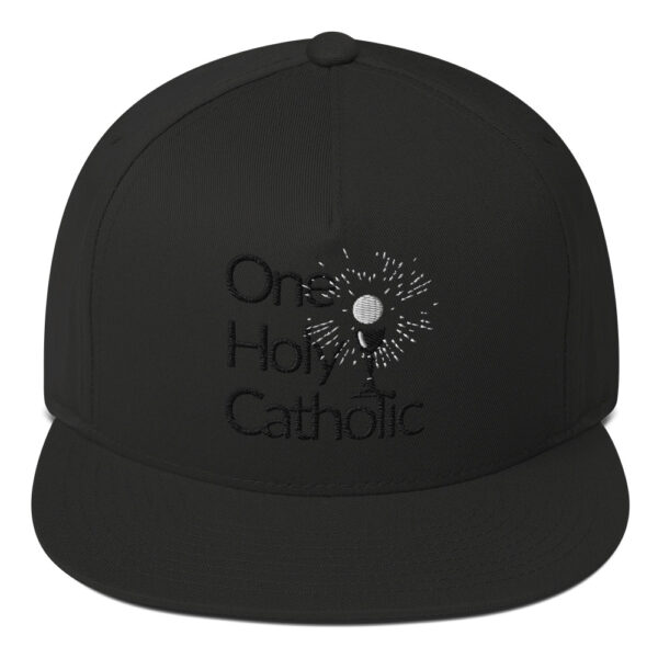 One Holy Catholic Black Flat Bill Cap (Black Embroidery)